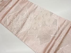 色紙に秋草模様織出し袋帯